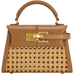 ⚡Jw Pei Women Brown Woven Vegan Leather Elegant Sustainable Top Handle Bag